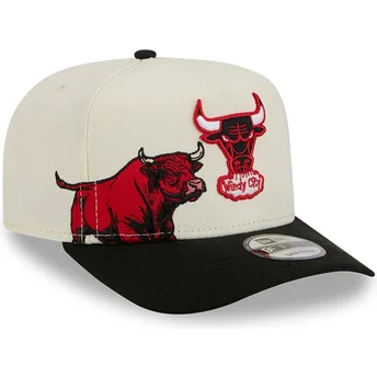 New Era Curved Brim 9FIFTY A Frame Precurved Hardwood Classics Chicago Bulls NBA Beige and Black Snapback Cap