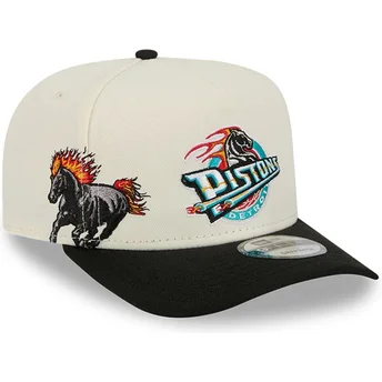 New Era Curved Brim 9FIFTY A Frame Precurved Hardwood Classics Detroit Pistons NBA Beige and Black Snapback Cap