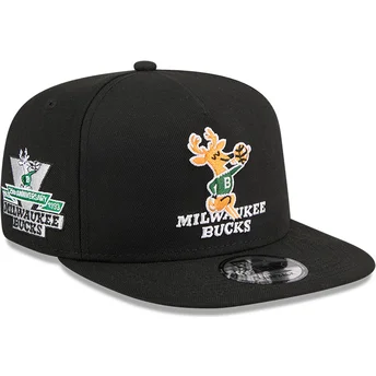 Cap lame black snapback 9FIFTY A Frame Hardwood Classics Milwaukee Bucks NBA New Era
