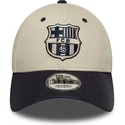 new-era-curved-brim-fc-barcelona-laliga-9forty-contrast-beige-and-navy-blue-adjustable-cap