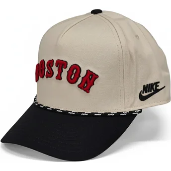 Nike Curved Brim Rise Structured Boston Red Sox MLB Beige and Black Snapback Cap