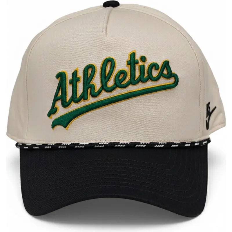 nike-curved-brim-rise-structured-oakland-athletics-mlb-beige-and-black-snapback-cap