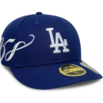New Era Curved Brim 59FIFTY Low Profile Precurved Est Script Los Angeles Dodgers MLB Blue Fitted Cap