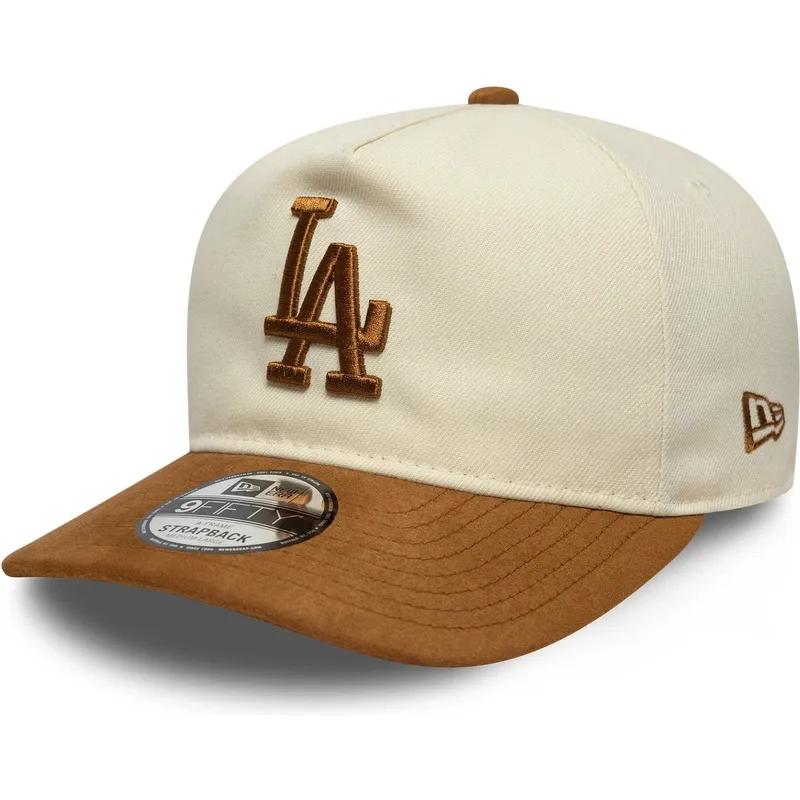 cap-kumer-brown-adjustable-strap-9fifty-a-frame-suede-visor-los-angeles-dodgers-mlb-new-era