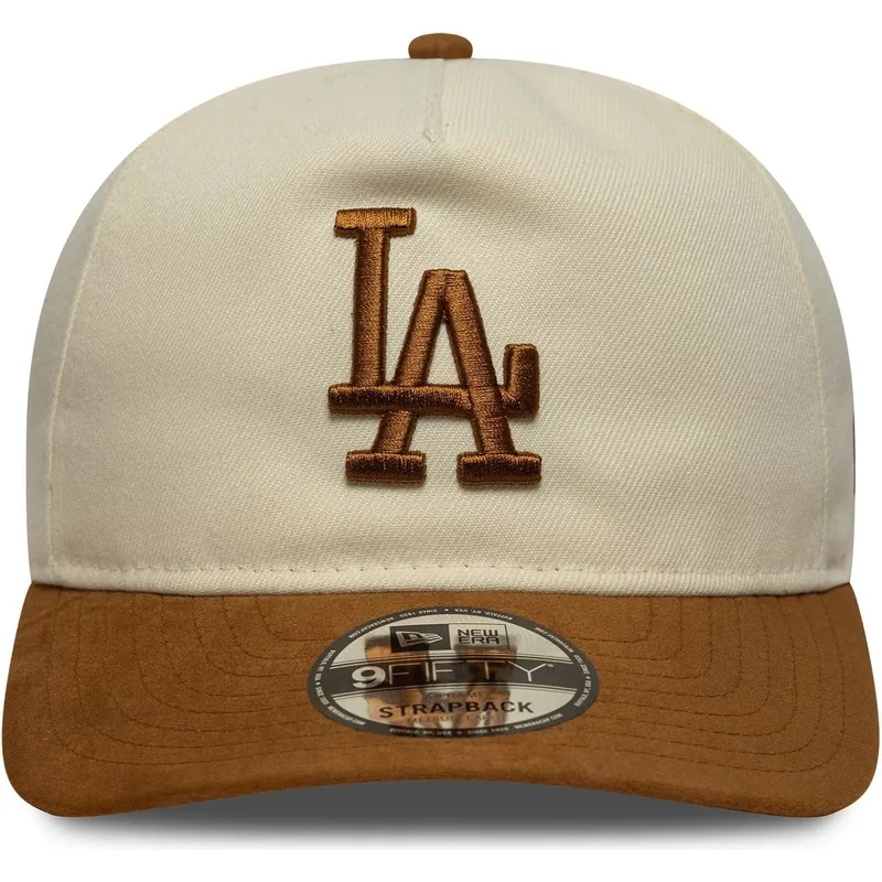 cap-kumer-brown-adjustable-strap-9fifty-a-frame-suede-visor-los-angeles-dodgers-mlb-new-era