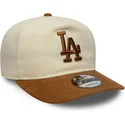 new-era-curved-brim-9fifty-a-frame-suede-visor-los-angeles-dodgers-mlb-beige-and-brown-adjustable-cap