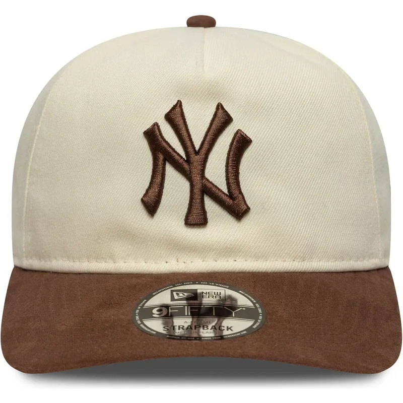 mutsid-kumer-pruun-reguleeritav-9fifty-a-frame-suede-visor-new-york-yankees-mlb-new-era