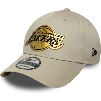 Cap kumer beige snapback 9FORTY Metallic Los Angeles Lakers NBA New Era