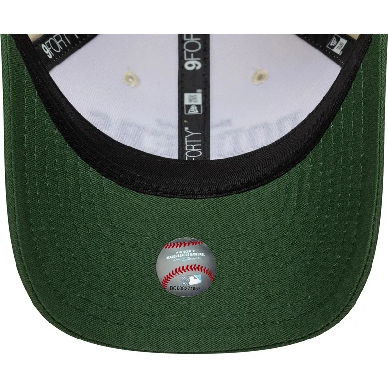 new-era-curved-brim-9forty-m-crown-wordmark-los-angeles-dodgers-mlb-beige-and-green-adjustable-cap