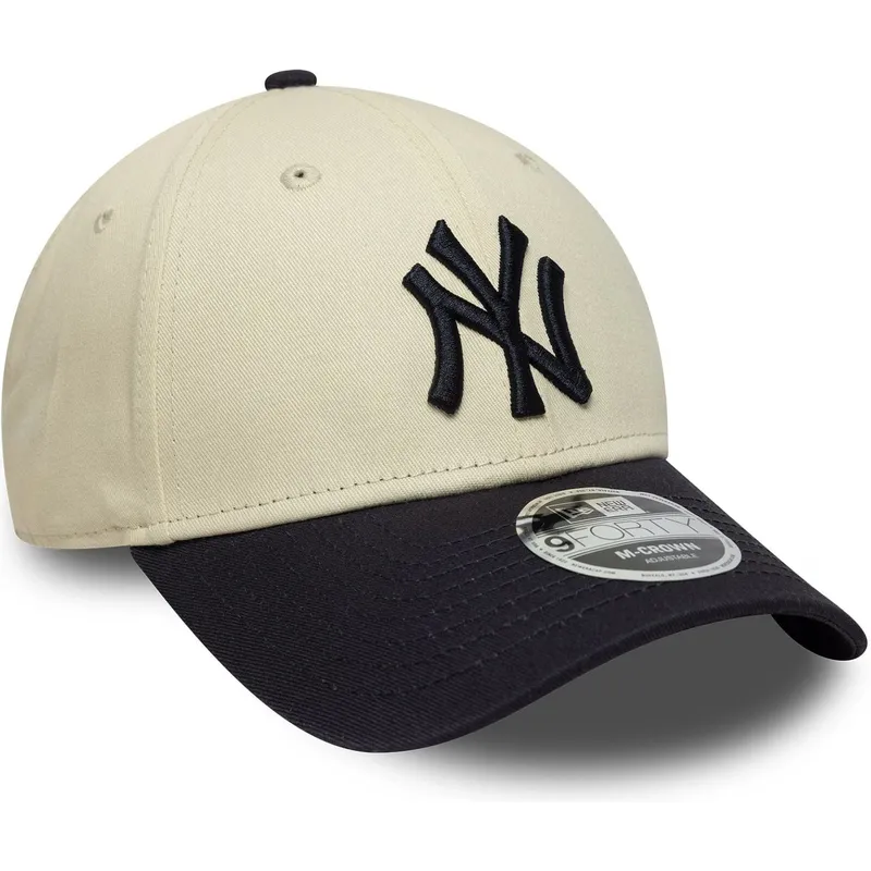 new-era-curved-brim-9forty-m-crown-new-york-yankees-mlb-beige-and-navy-blue-snapback-cap