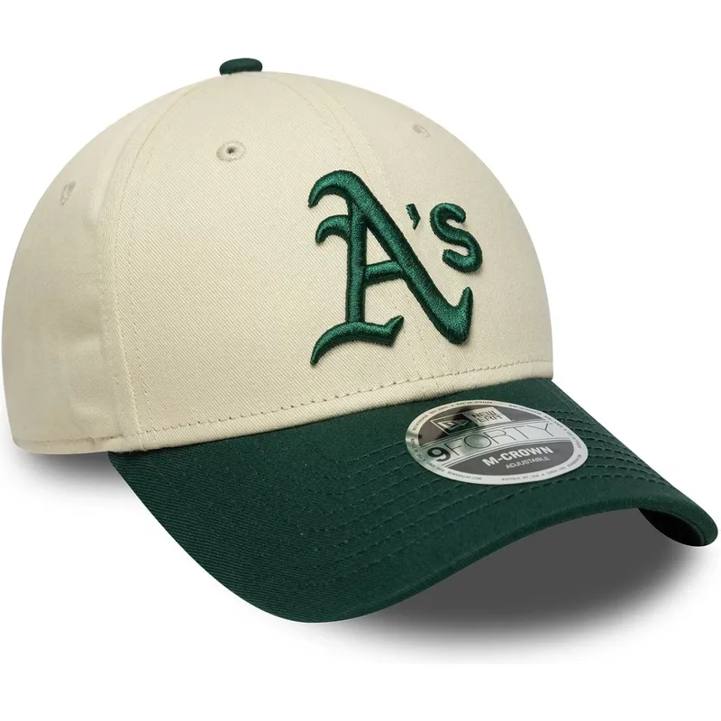new-era-curved-brim-9forty-m-crown-oakland-athletics-mlb-beige-and-green-snapback-cap