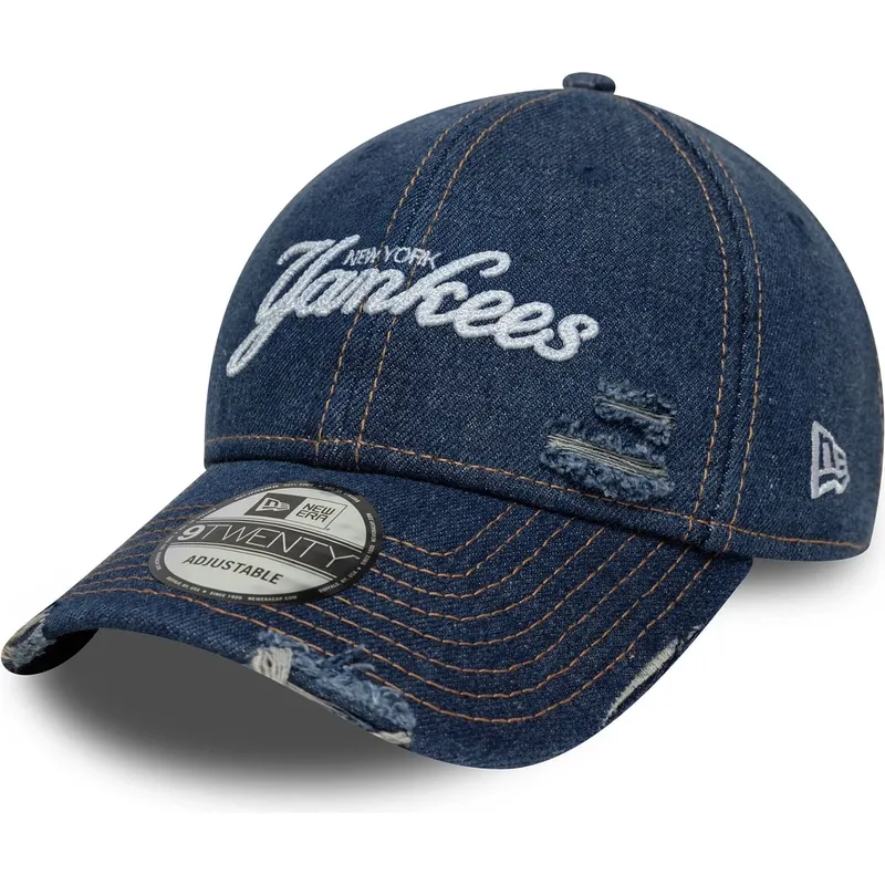 mutsid-kumer-sinine-reguleeritav-9twenty-denim-distress-new-york-yankees-mlb-new-era