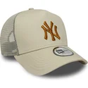 new-era-brown-logo-a-frame-league-essential-new-york-yankees-mlb-beige-trucker-hat