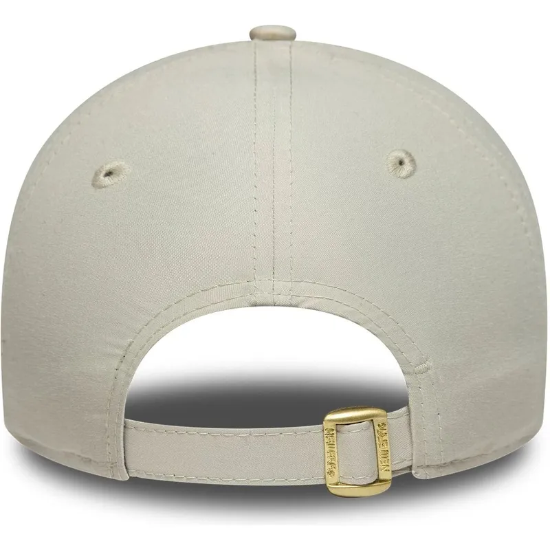 new-era-curved-brim-women-golden-logo-9forty-flawless-new-york-yankees-mlb-beige-adjustable-cap