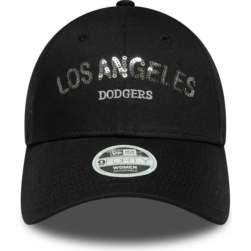 cap-kumer-black-adjustable-strap-9forty-sequin-wordmark-los-angeles-dodgers-mlb-new-era