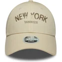new-era-curved-brim-women-9forty-sequin-wordmark-new-york-yankees-mlb-beige-adjustable-cap