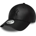 new-era-curved-brim-women-black-logo-9forty-pu-new-york-yankees-mlb-black-adjustable-cap