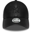 new-era-curved-brim-women-black-logo-9forty-pu-new-york-yankees-mlb-black-adjustable-cap
