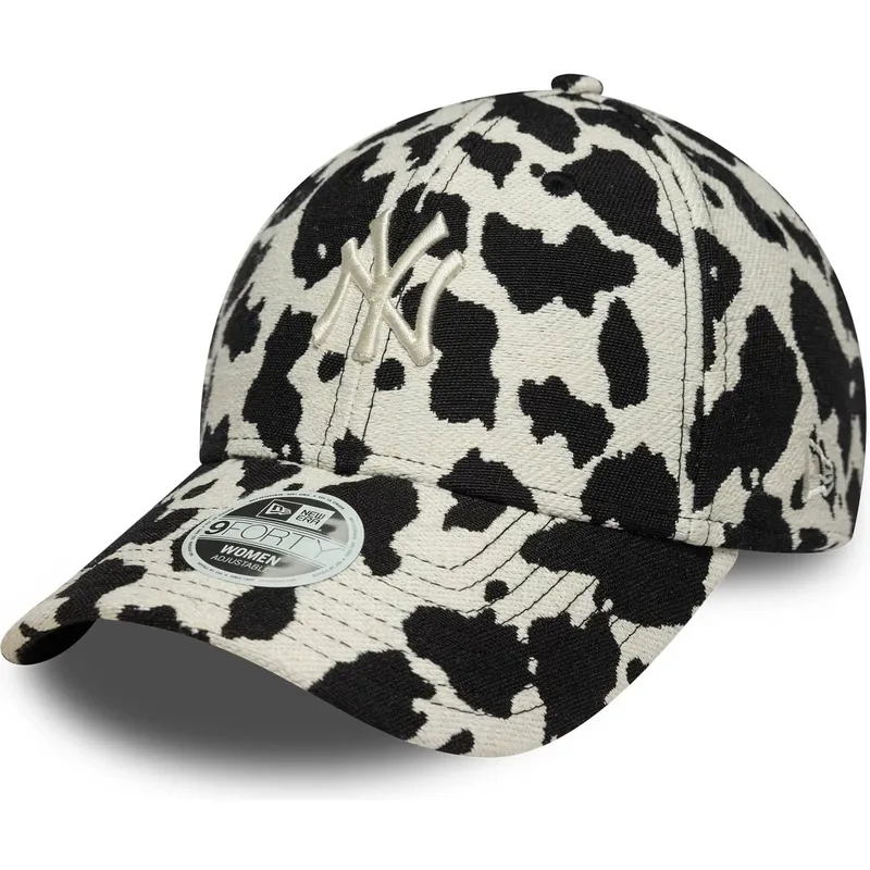 new-era-curved-brim-women-9forty-cow-midi-new-york-yankees-mlb-black-and-white-adjustable-cap