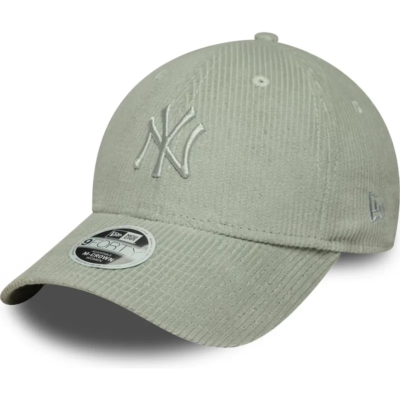 new-era-curved-brim-women-green-logo-9forty-m-crown-pastel-cord-new-york-yankees-mlb-light-green-adjustable-cap