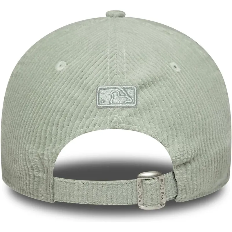 new-era-curved-brim-women-green-logo-9forty-m-crown-pastel-cord-new-york-yankees-mlb-light-green-adjustable-cap