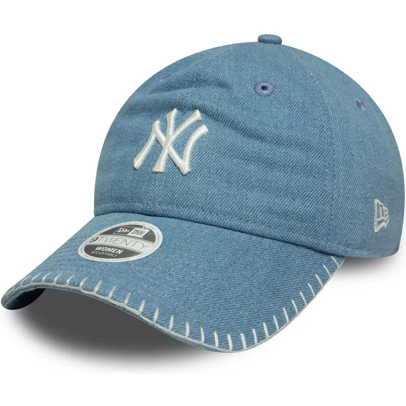 new-era-curved-brim-women-9twenty-denim-stitch-new-york-yankees-mlb-blue-adjustable-cap