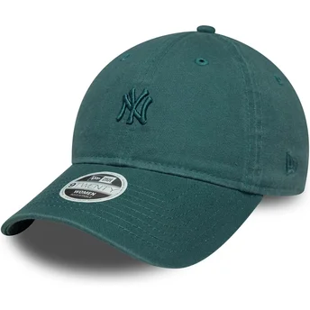 New Era Curved Brim Women 9TWENTY Washed Mini New York Yankees MLB Green Adjustable Cap