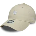 new-era-curved-brim-women-9twenty-washed-mini-new-york-yankees-mlb-beige-adjustable-cap