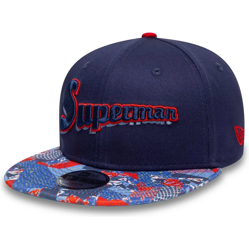 new-era-flat-brim-youth-superman-9fifty-dc-comics-navy-blue-snapback-cap