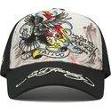 mutsid-kumer-valge-snapback-tattoo-eagle-graphic-ed-hardy