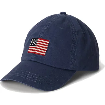 Polo Ralph Lauren Curved Brim Classic Sport Flag Navy Blue Adjustable Cap