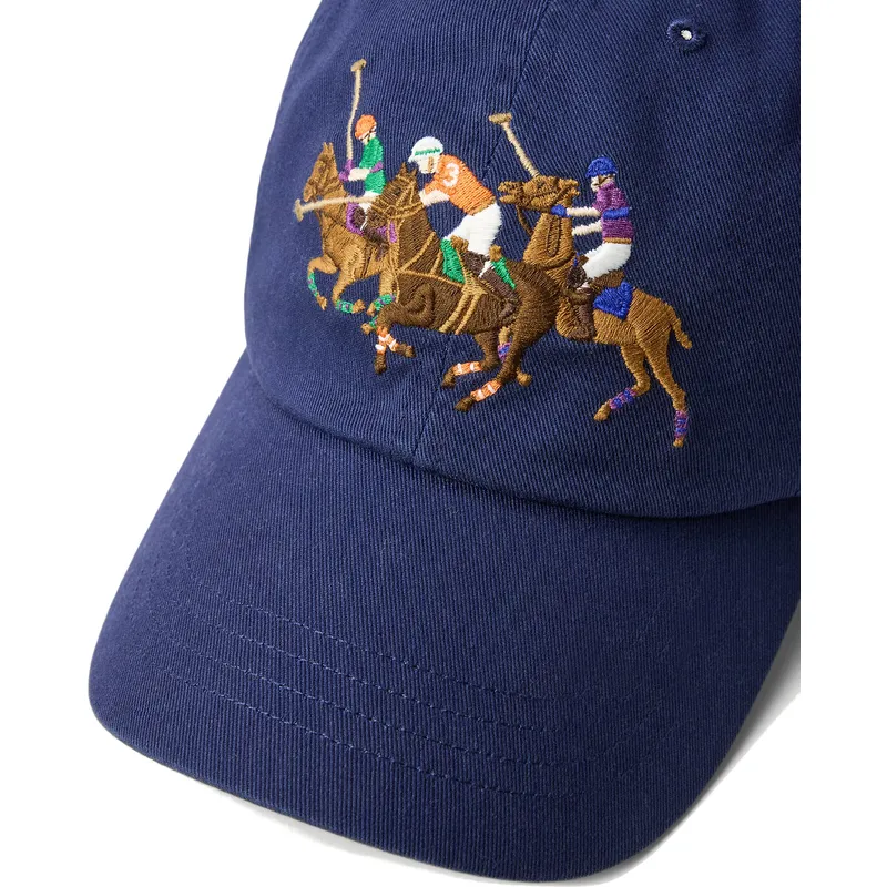 polo-ralph-lauren-curved-brim-twill-triple-pony-navy-blue-adjustable-cap