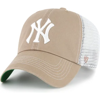 47 Brand Clean Up Trawler New York Yankees MLB Brown Trucker Hat