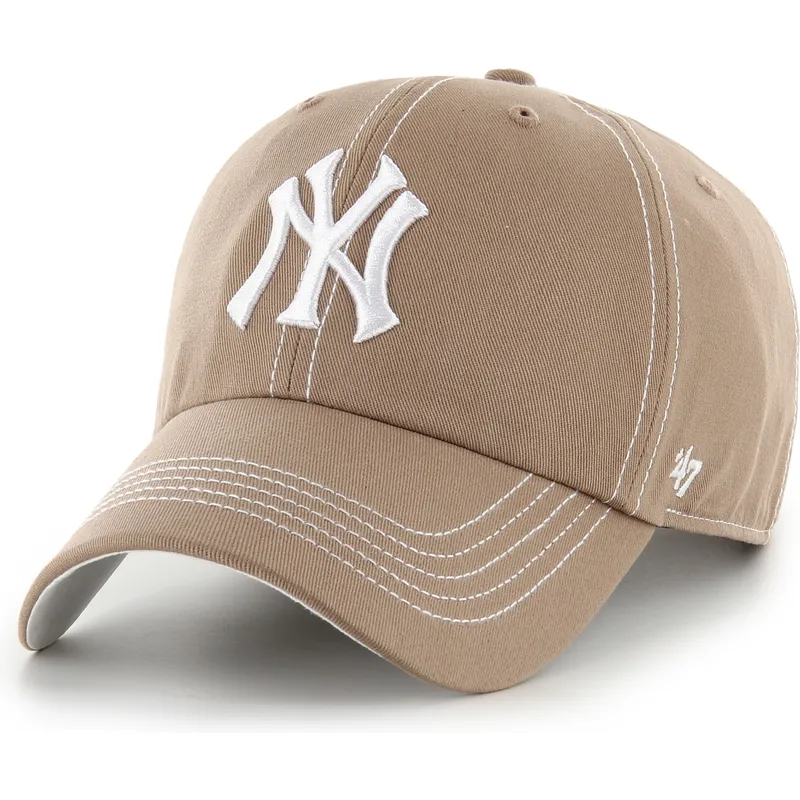 47-brand-curved-brim-clean-up-contrast-stitch-new-york-yankees-mlb-brown-adjustable-cap
