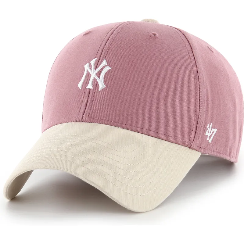 cap-kumer-pink-adjustable-strap-mvp-base-runner-two-tone-legend-new-york-yankees-mlb-47-brand