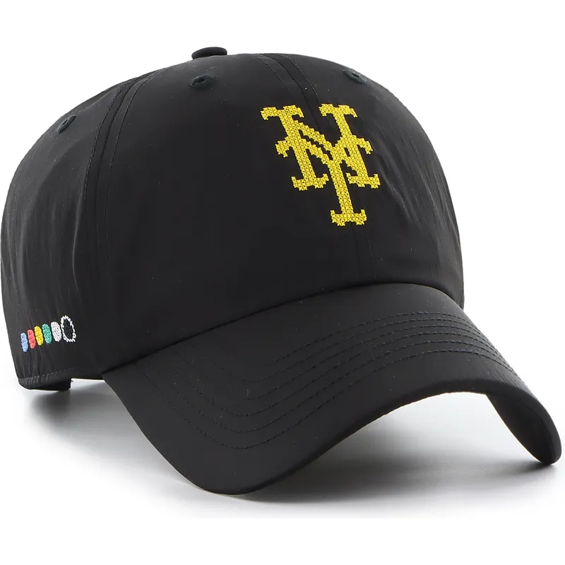 47-brand-curved-brim-clean-up-eight-bit-hero-new-york-mets-mlb-black-adjustable-cap