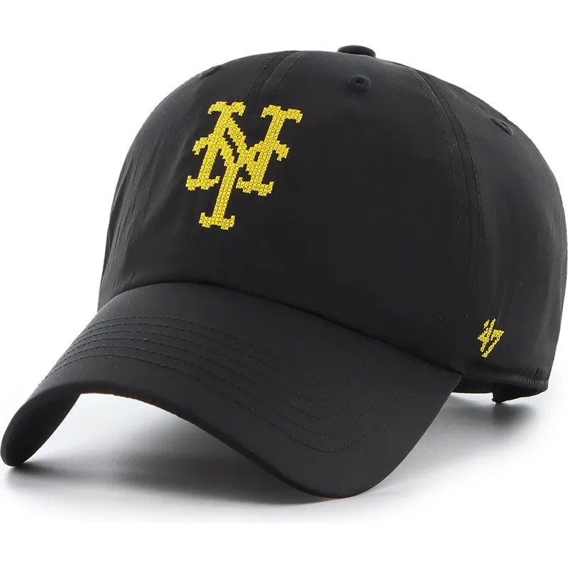 cap-kumer-black-adjustable-strap-clean-up-eight-bit-hero-new-york-mets-mlb-47-brand
