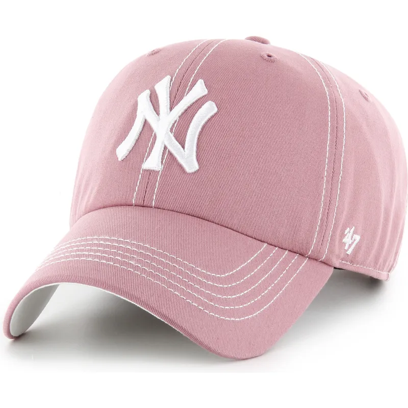 mutsid-kumer-roosa-reguleeritav-rihm-clean-up-contrast-stitch-new-york-yankees-mlb-47-brand