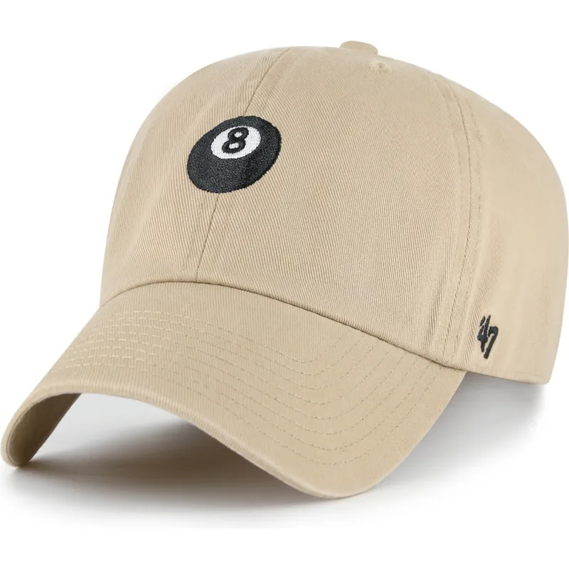 47-brand-curved-brim-8-ball-clean-up-base-runner-icon-khaki-adjustable-cap