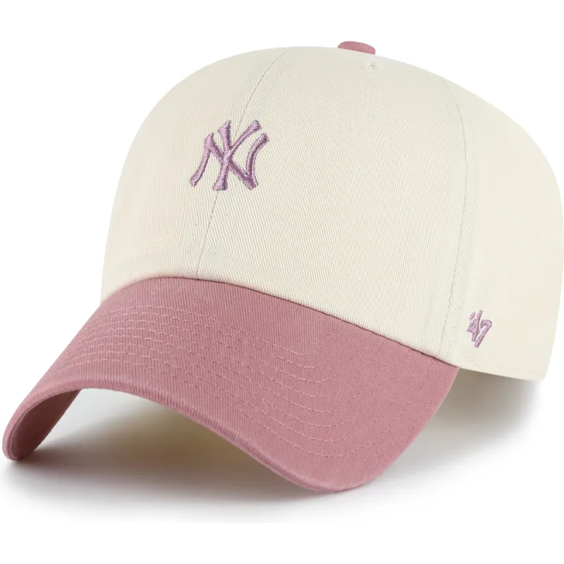 cap-kumer-beige-adjustable-strap-rosa-clean-up-base-runner-two-tone-new-york-yankees-mlb-47-brand