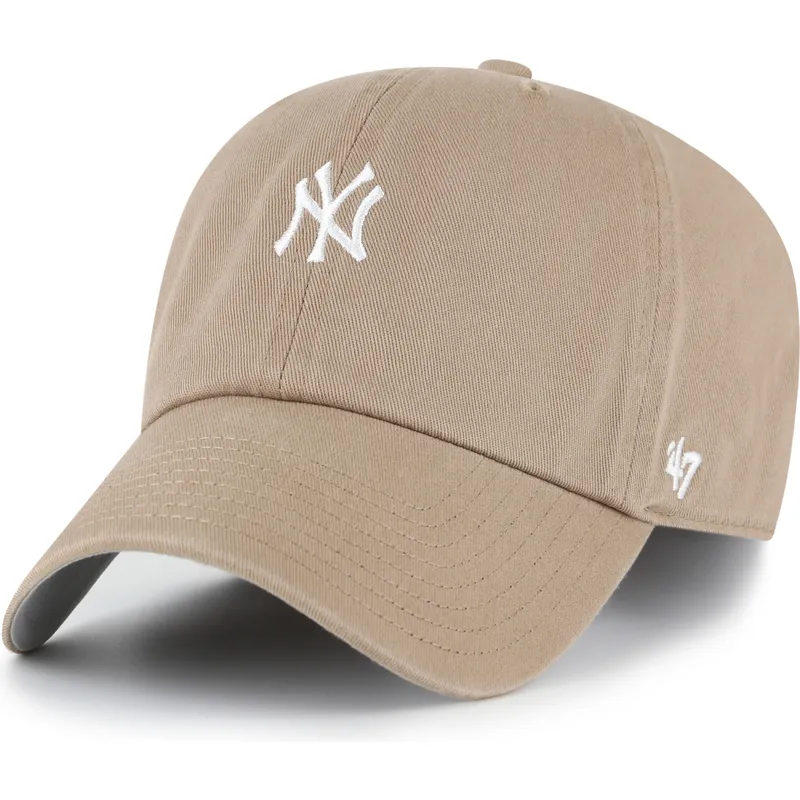 47-brand-curved-brim-clean-up-base-runner-new-york-yankees-mlb-brown-adjustable-cap