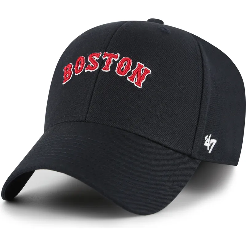 cap-kumer-navy-blue-adjustable-strap-mvp-ballpark-script-shot-boston-red-sox-mlb-47-brand