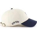 47-brand-curved-brim-clean-up-base-runner-sure-shot-two-tone-new-york-yankees-mlb-beige-and-navy-blue-adjustable-cap