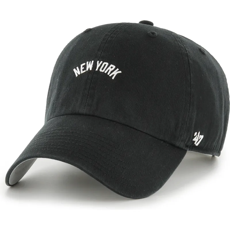 cap-kumer-black-adjustable-strap-clean-up-base-runner-script-new-york-yankees-mlb-47-brand