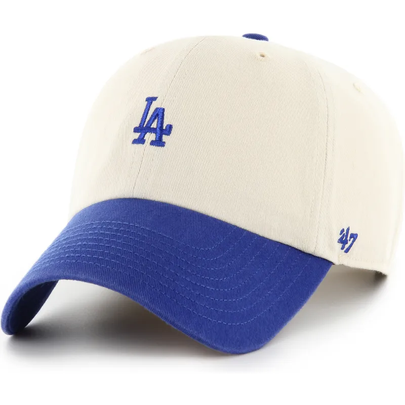 cap-kumer-beige-adjustable-strap-clean-up-base-runner-sure-shot-two-tone-los-angeles-dodgers-mlb-47-brand