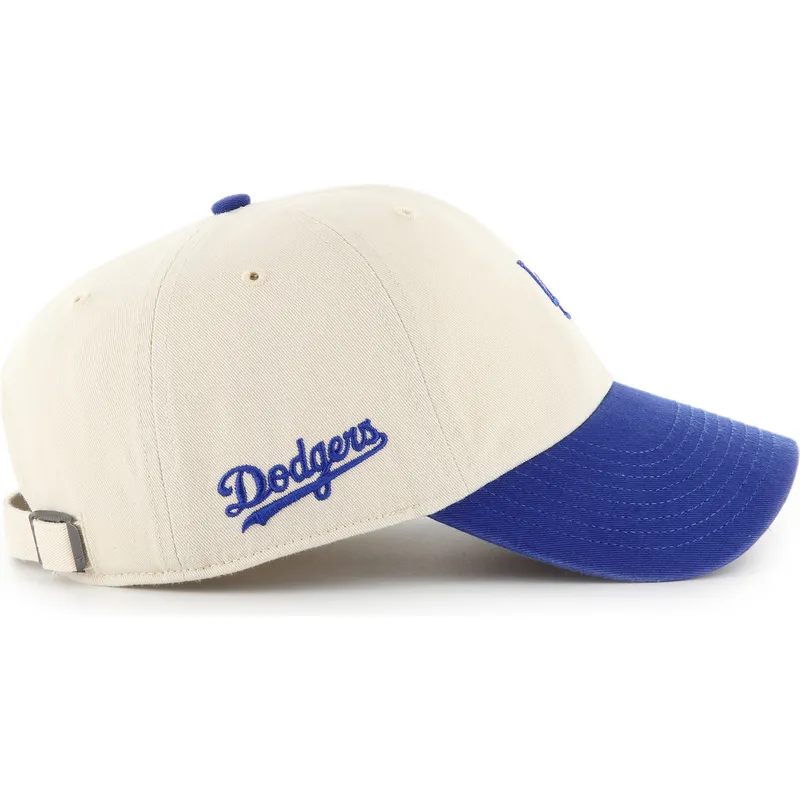 cap-kumer-beige-adjustable-strap-clean-up-base-runner-sure-shot-two-tone-los-angeles-dodgers-mlb-47-brand
