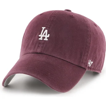 47 Brand Curved Brim Clean Up Base Runner Los Angeles Dodgers MLB Maroon Adjustable Cap