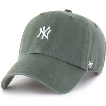 47 Brand Curved Brim White Logo Clean Up Base Runner New York Yankees MLB Green Adjustable Cap