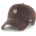 47-brand-curved-brim-clean-up-base-runner-mini-logo-new-york-yankees-mlb-brown-adjustable-cap