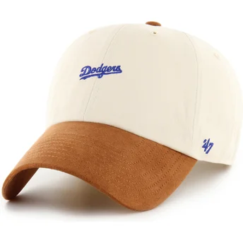 Cap kumer beige adjustable strap marrón Clean Up Mini Script Suede Visor Los Angeles Dodgers MLB 47 Brand